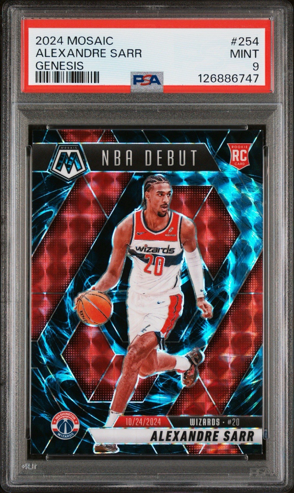 2024 PANINI MOSAIC GENESIS #254 ALEXANDRE SARR ROOKIE RC PSA 9