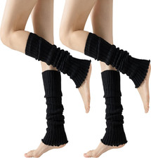Ribbed Leg Warmers for Women, 80s Style, Long Knitted Socks for Party Sports ...
