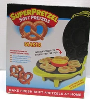 SUPER PRETZEL Soft Pretzels MAKER With Cheese Warmer NEW open box