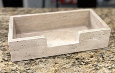 Natural Travertine Guest Towel Holder Disposable Napkin Tray