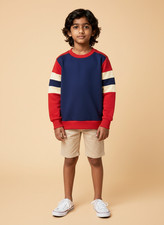 Vintage 70s Unused 6-7 Years Kids Sweatshirt blue red white MINT Boys