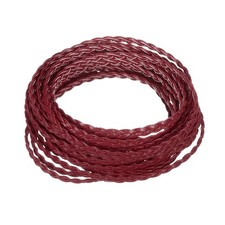 Braided Leather Cord 5.5 Yards 5mm Flat Craft Leather String Wine Red