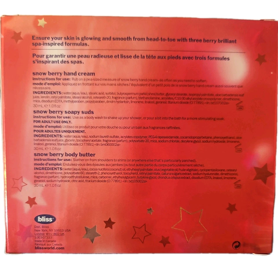 NUEVO EN CAJA BLISS BERRY BRILLANTE LIMPIEZA E HIDRATACIÓN TRÍO 1.0 OZ Juego Spa Foto 3 de 4