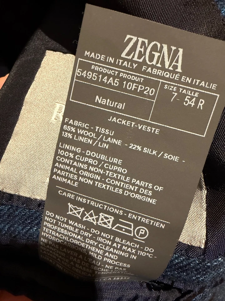 Blazer cruzado Ermenegildo Zegna 54R (talla UE) lino lana seda puño de trabajo Foto 3 de 4