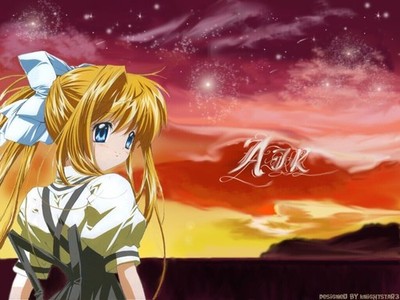 Anime manga anime girls blue eyes blonde sky long Playmat Gaming Mat Desk Game
