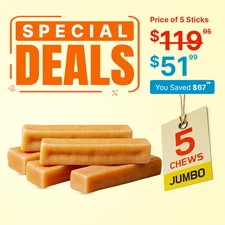 Yak Cheese Dental Chew Bars – 2lbs, Original & Long Lasting Chew for Jumbo Dogs