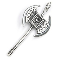 KettenanhäNger Doppelaxt 925 Silber Oxidiert 6Cm Amulett AnhäNger Talisman