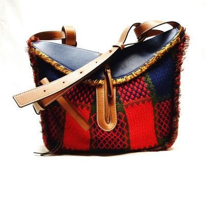 LOEWE Shoulder Bag Hammock Liberty tartan Navy Blue Fabric 3988994