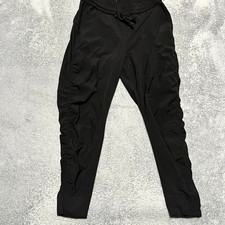 Athleta Attitude Pant Womens 6 Black High Rise Stretch Waist Pockets Ruched Leg