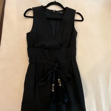 Gucci Black Sleeveless Sheath Dress 100% Cotton Bamboo Tassel Belt Size 38