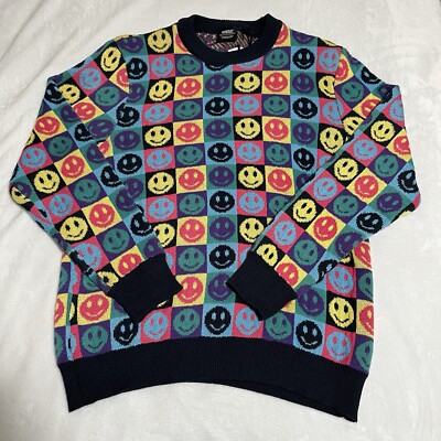 WESC Leon Pop Smiley Face Sweater Parisan Nights Sweden Unisex XL / XXL Multi