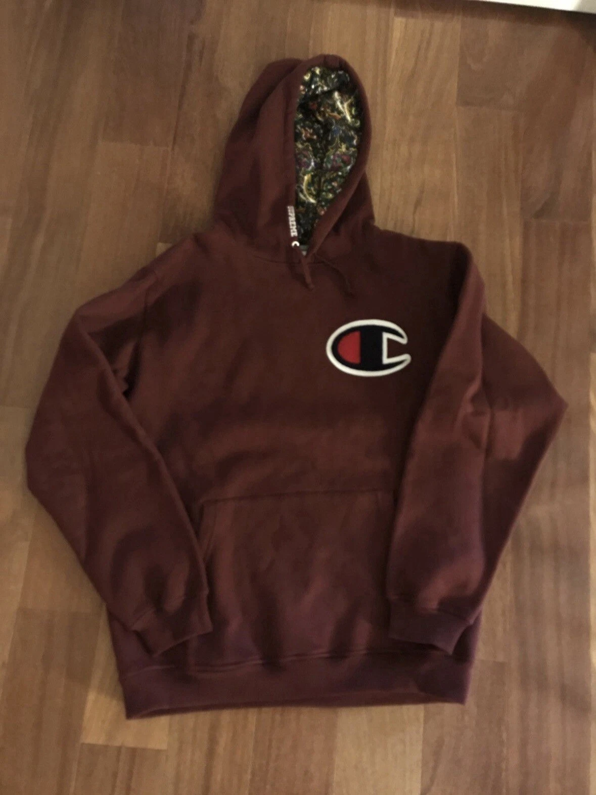 Pull à capuche Supreme x Champion Paisley bordeaux XL