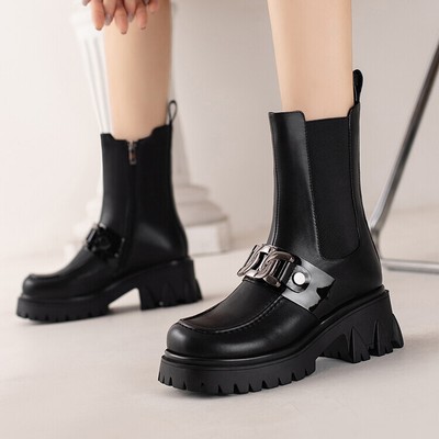 chunky heel platform combat boots