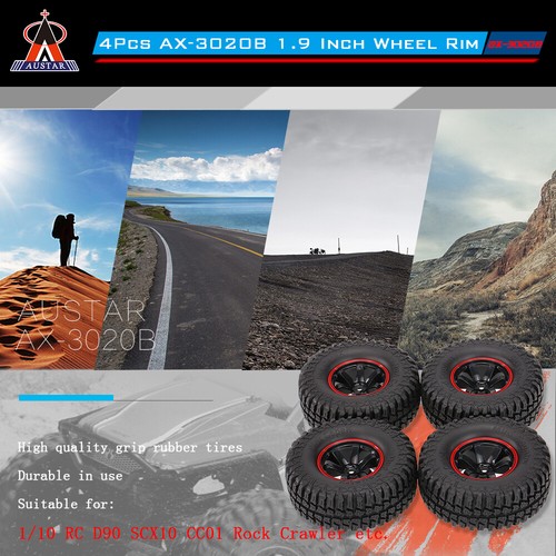 4Pcs AUSTAR AX-3020B 1.9 Inch 103mm 1/10 Scale Tires with Wheel C3A8 - Picture 7 of 12