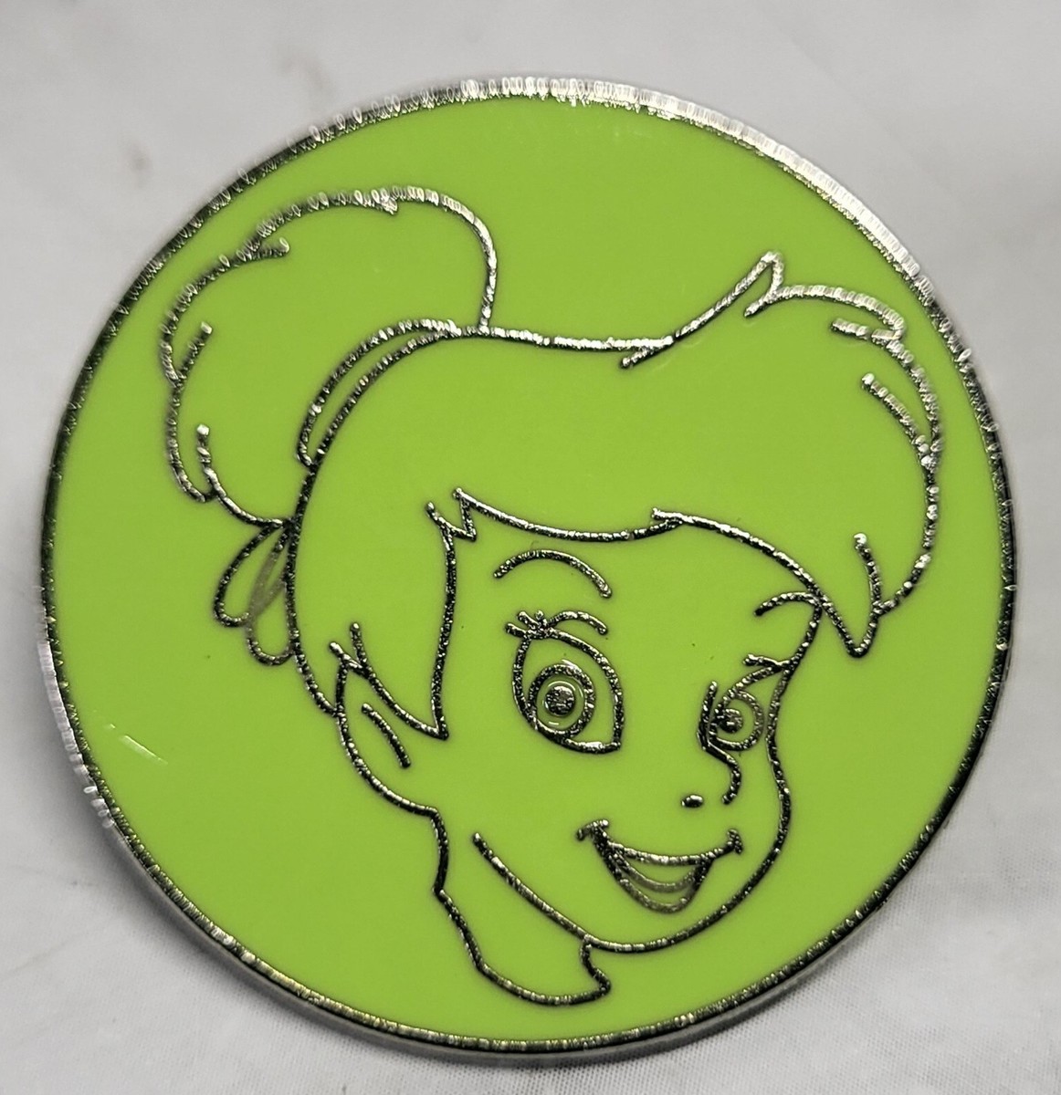 Disney Trading Pin. Tinkerbell. From Peter Pan. Round. Green