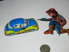 1950's Wind Up Tin Toy Car with Man  Women No Key West Germany Plus extra