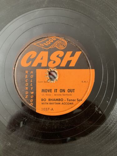 Rare Bo Rhambo-“Move It On Out”-1956 Space Age, Cash 1037-Cool Jazz 78 rpm - Picture 2 of 4