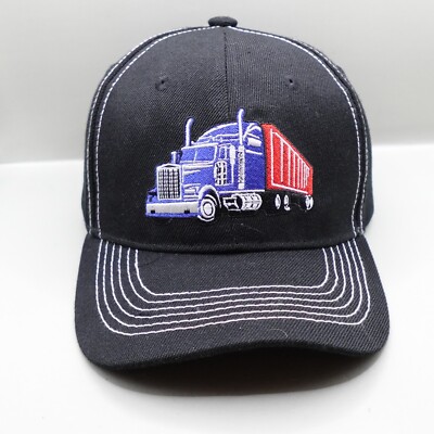 Trucker Hat Cap Semitruck 18 Wheeler Pit Bull Men's Black Sticky Back Adjustable