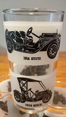 Anchor Hocking AHC132 Classic Cars Highball Glasses Set of 4 Vintage MCM