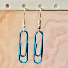 Paperclip paper clip earrings with silver plated hoops or hooks - red blue pink