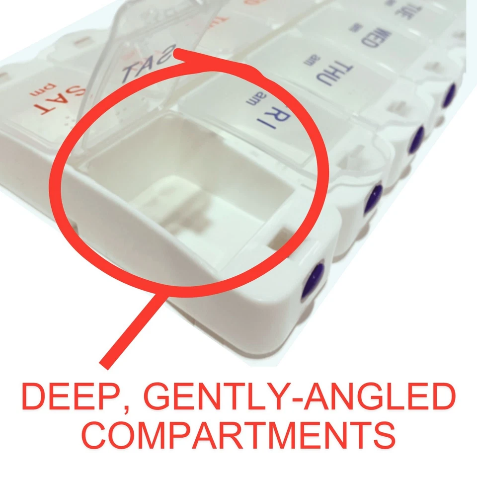 Arthritis-Friendly Pill Organizer - 7 Days, AM/PM Vitamin Box - Image 3 of 4