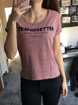 Mango Tshirt S 36 rosa Pailletten schwarz Trendsetter T-Shirt
