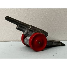 Barclay Manoil Lead Army Cannon, Wood Wheels - Dime Store Grey Metal