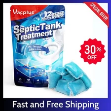 Septic Tank Treatment 12 Pcs for 1 Year Supply Dissolvable Packs Easy Operation.