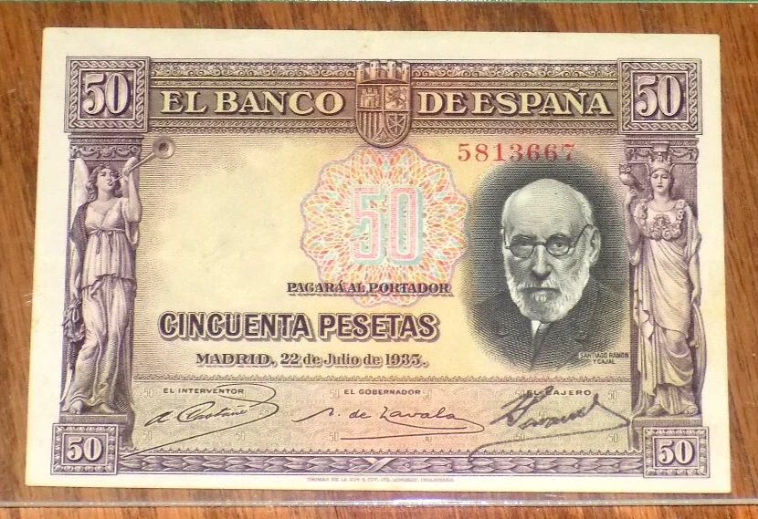 Spain 50 Pesetas Madrid Pick#88 1935 PCGS 40 PPQ XF Spanish Banknote Espana Note - Image 3 of 4