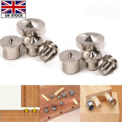 4X Dübelstifte Zentrierspitze Set Holzbearbeitung Handwerk Klemme Stahl Werkzeuge 6 8 10 12 mm
