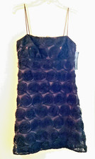 Democracy Womens Purple Black Floral Lined Spaghetti Strap Dress - NEW with tags