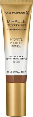 Max Factor Miracle Second Skin Hydrating Foundation, Neutral Deep - 30 ml