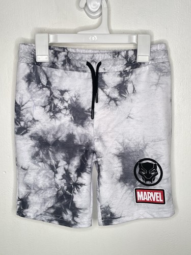 Primark Marvel Black Panther Shorts Boys Size 8-9 White Drawstring Tie Dye - Picture 3 of 4