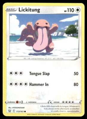 Pokemon Battle Styles Lickitung 113/163 TCG trading card