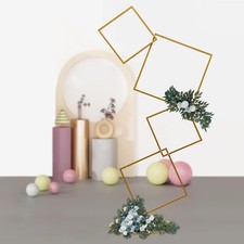 Wedding Square Backdrop Stand, Detachable 4 Tier Gold Metal Flower Square Frame