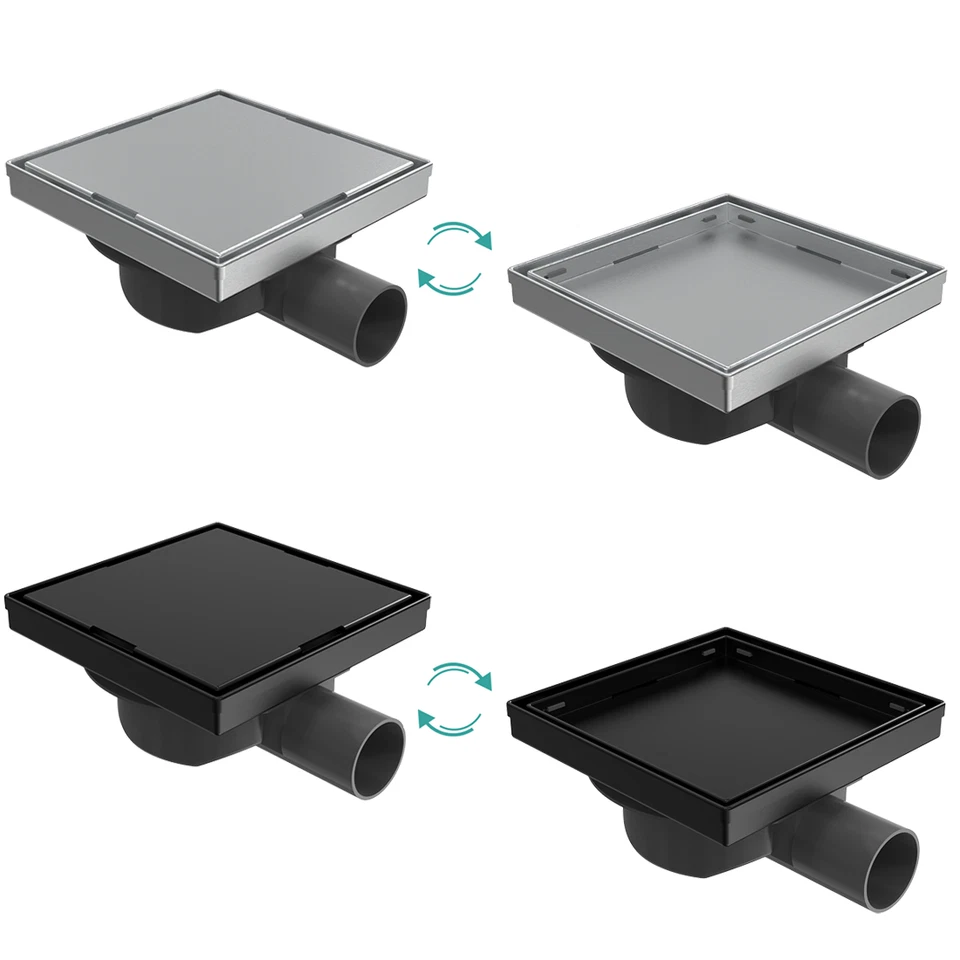 EMKE Edelstahl Duschrinne Duschablauf Abflussrinne Duschablauf Rinne Schwarz/Chrom