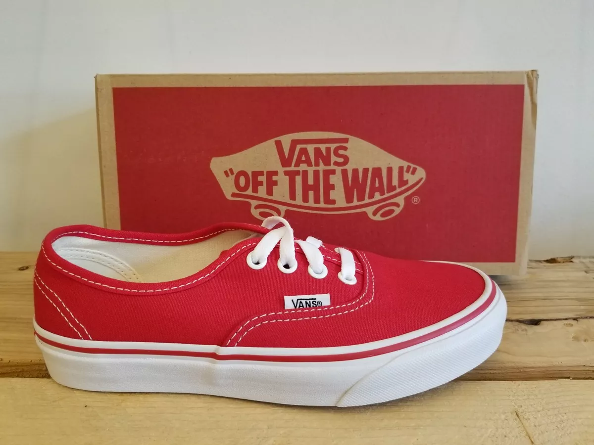 Vans Classic Authentic Red/White Sneaker Skateboarding Shoes for Men |