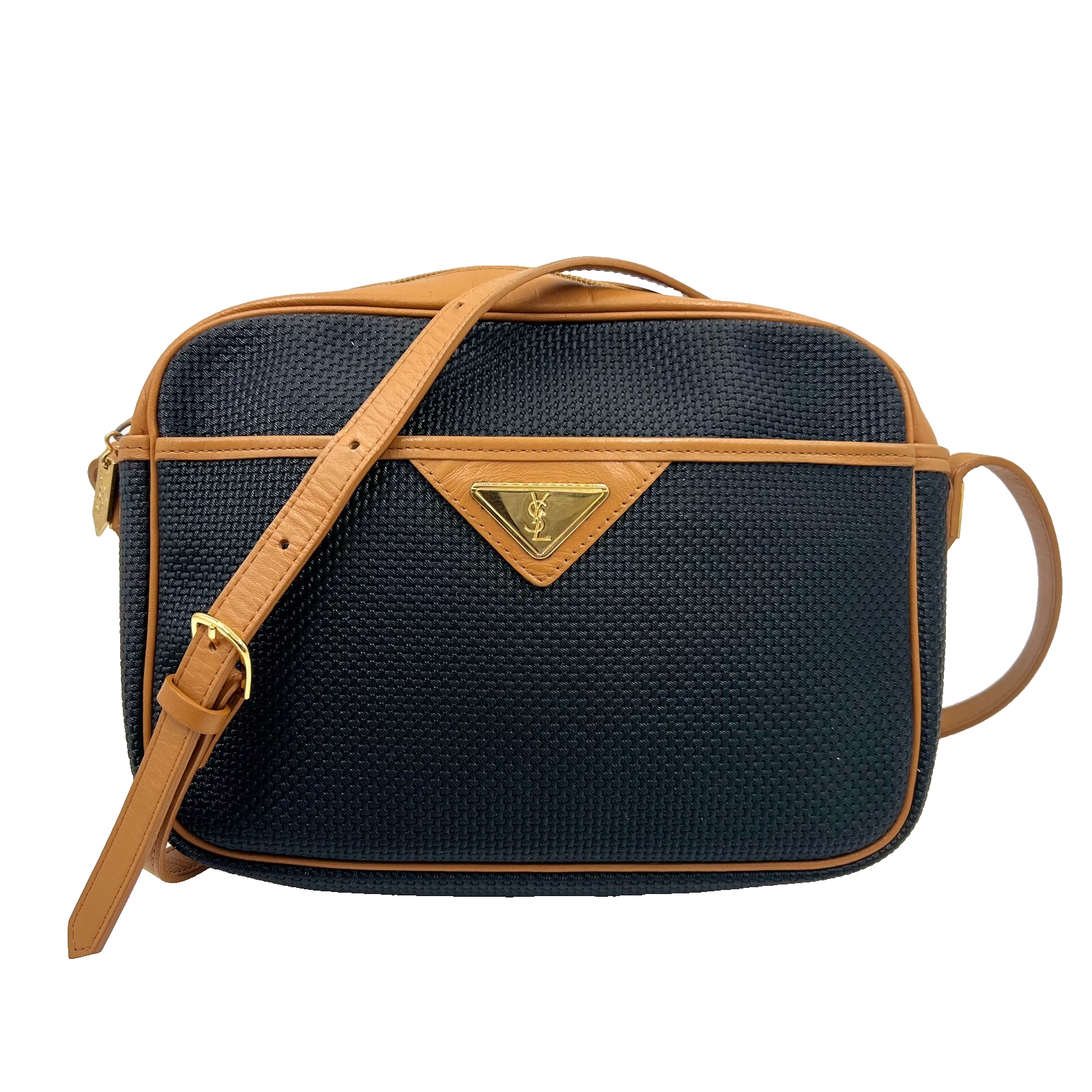 Borsa a tracolla Yves Saint Laurent nera pelle PVC vintage YSL autentica #770