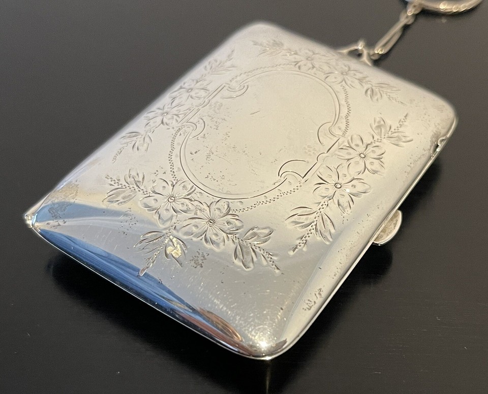 ANTIQUE STERLING SILVER COIN HOLDER PURSE MAKE UP 66g eBay