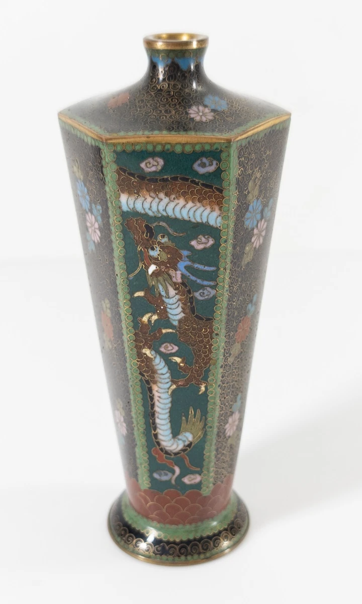 多色景泰蓝1850-1899 年日本花瓶| eBay
