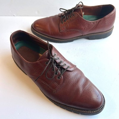 H.S. Trask Bison Oxfords Mens 10 Pebbled Leather Brown Derby Gallatin USA Made