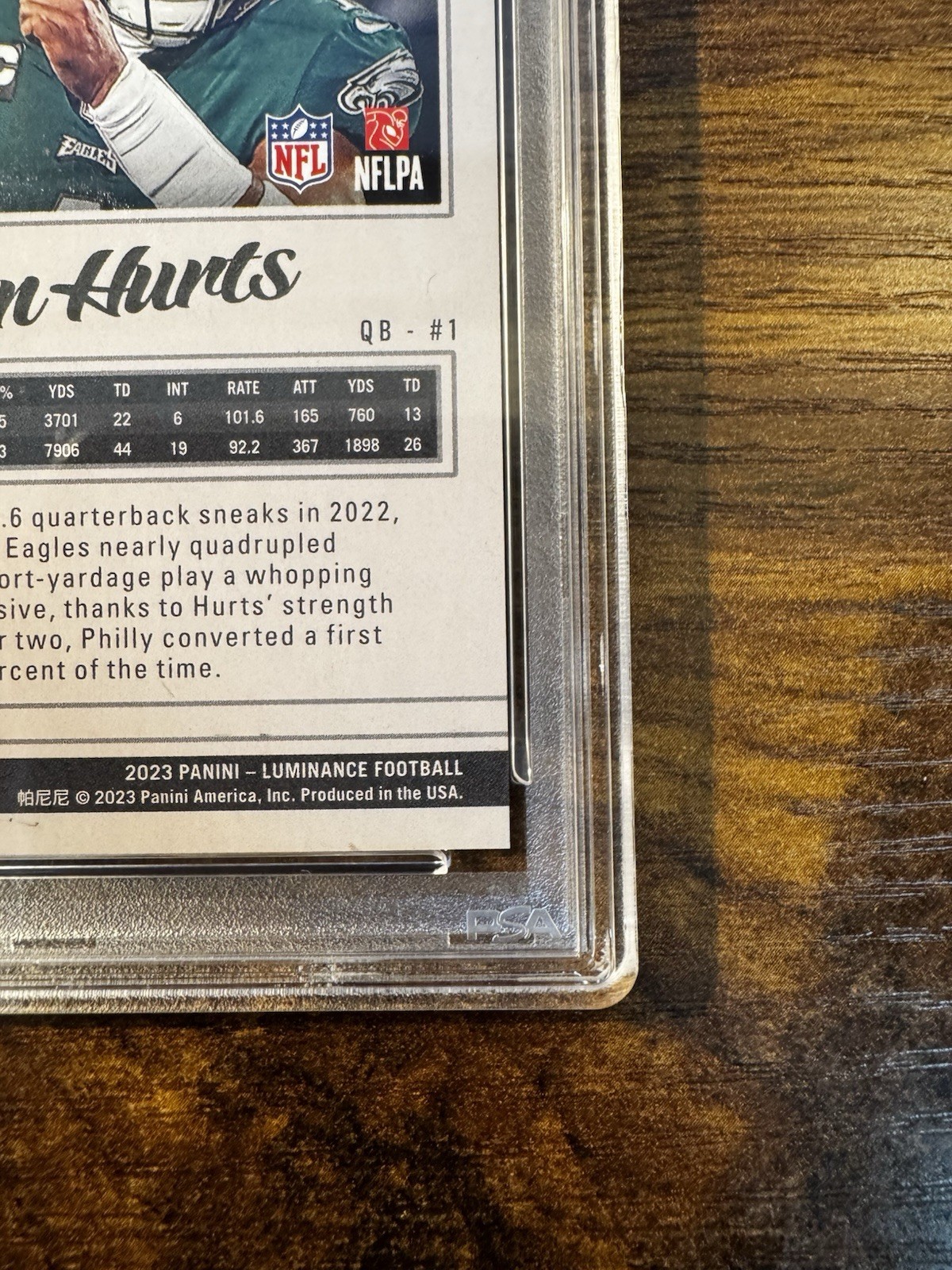 2023 Panini Luminance - Jalen Hurts #54 - Gold Parallel /250 - PSA 10 - Low POP view 11