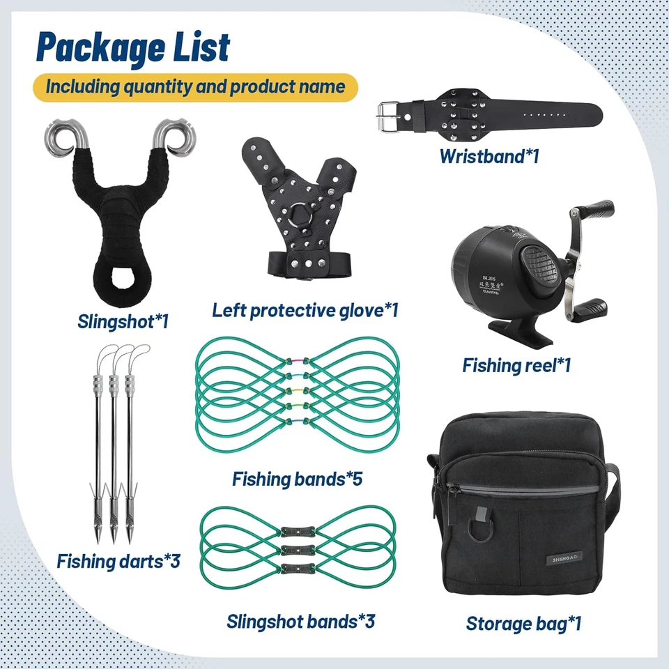 Fishing Slingshot Kit with Reel Bowfishing Slingshot with Rubber Bands and Sling - Image 2 of 4