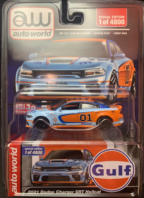 Auto World 1:64 2021 Dodge Charger SRT Hellcat Custom GULF Livery Limited 4,800