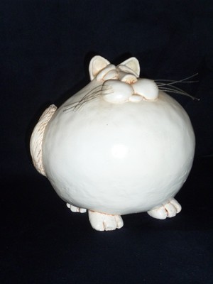 Vintage 1997 Vicki Thomas Fat Cat Gourd Figur Funny Bones Enesco Resin Rassel