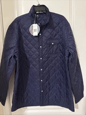 NWT Criquet Quilted Snap Shacket Shirt Navy Casual Layering Comfort Travel 2XL
