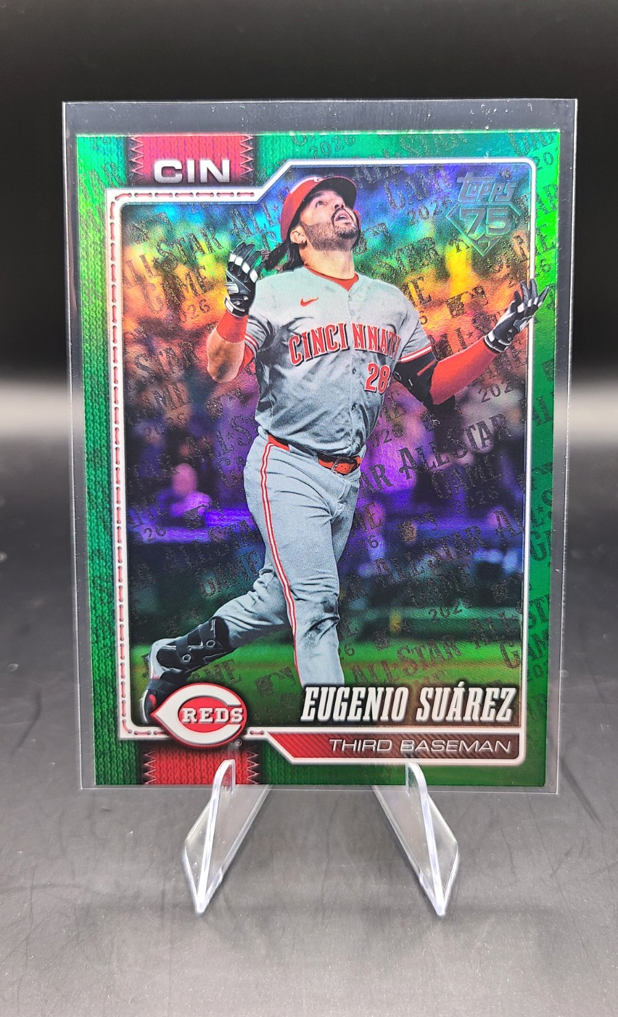 Topps 2026 Series Two Eugenio Suarez Cincinnati Reds Green Foil (SN) #446/99