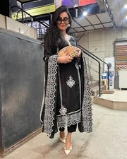 Gosriki Women'S Rayon Blend Straight Embroidered Kurta With Pant & Dupatta (T...