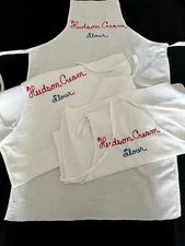 3 Vintage Flour Sack  Hudson Cream Flour Advertising Aprons 35" long x 21" wide