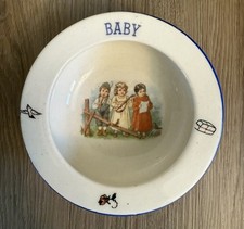 Antique Vintage Child  s Baby Feeding Bowl Ceramic Made in Czechoslovakia